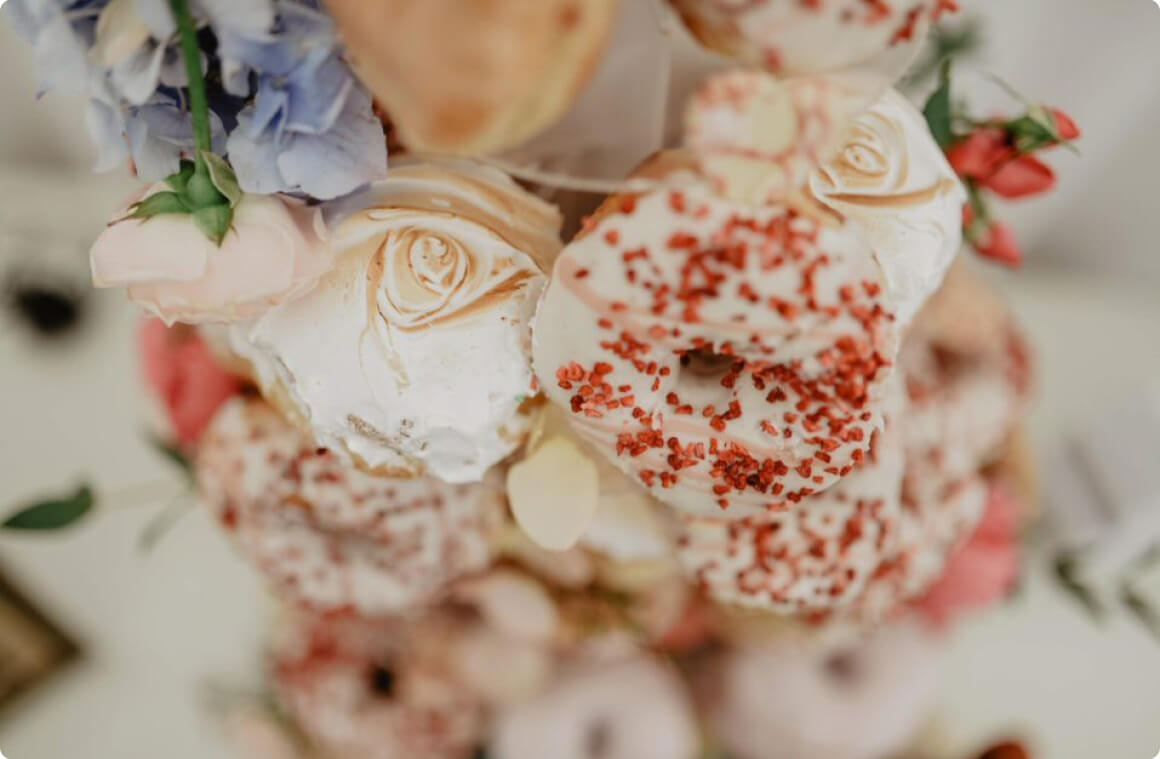 Personalised donuts for a wedding