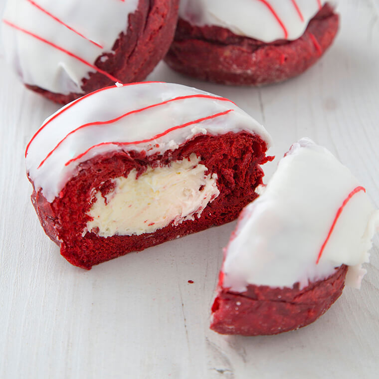 Creamy Filled Red Velvet Donuts