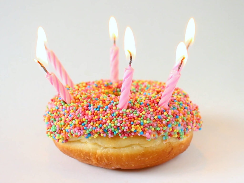  Donut with sprinkles and candles