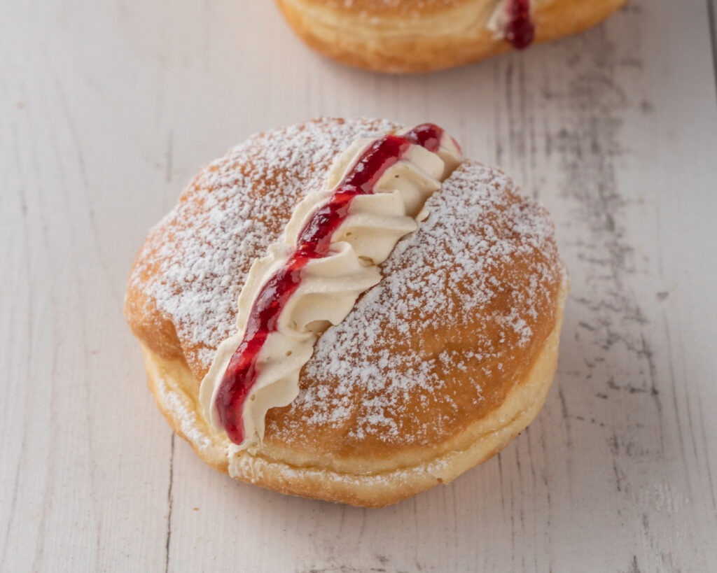Donut with Raspberry Jam and Creme