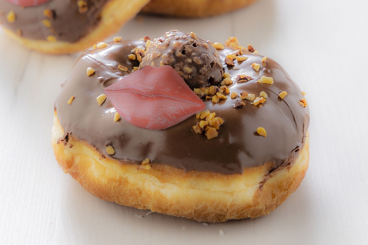 Chocolate donut with Ferrero and Lips Decoration