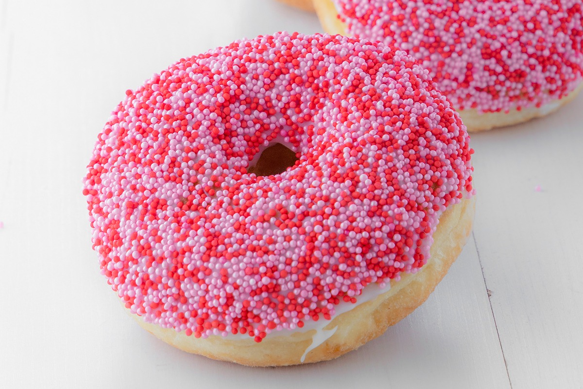 Donut with pink and red sprinkles