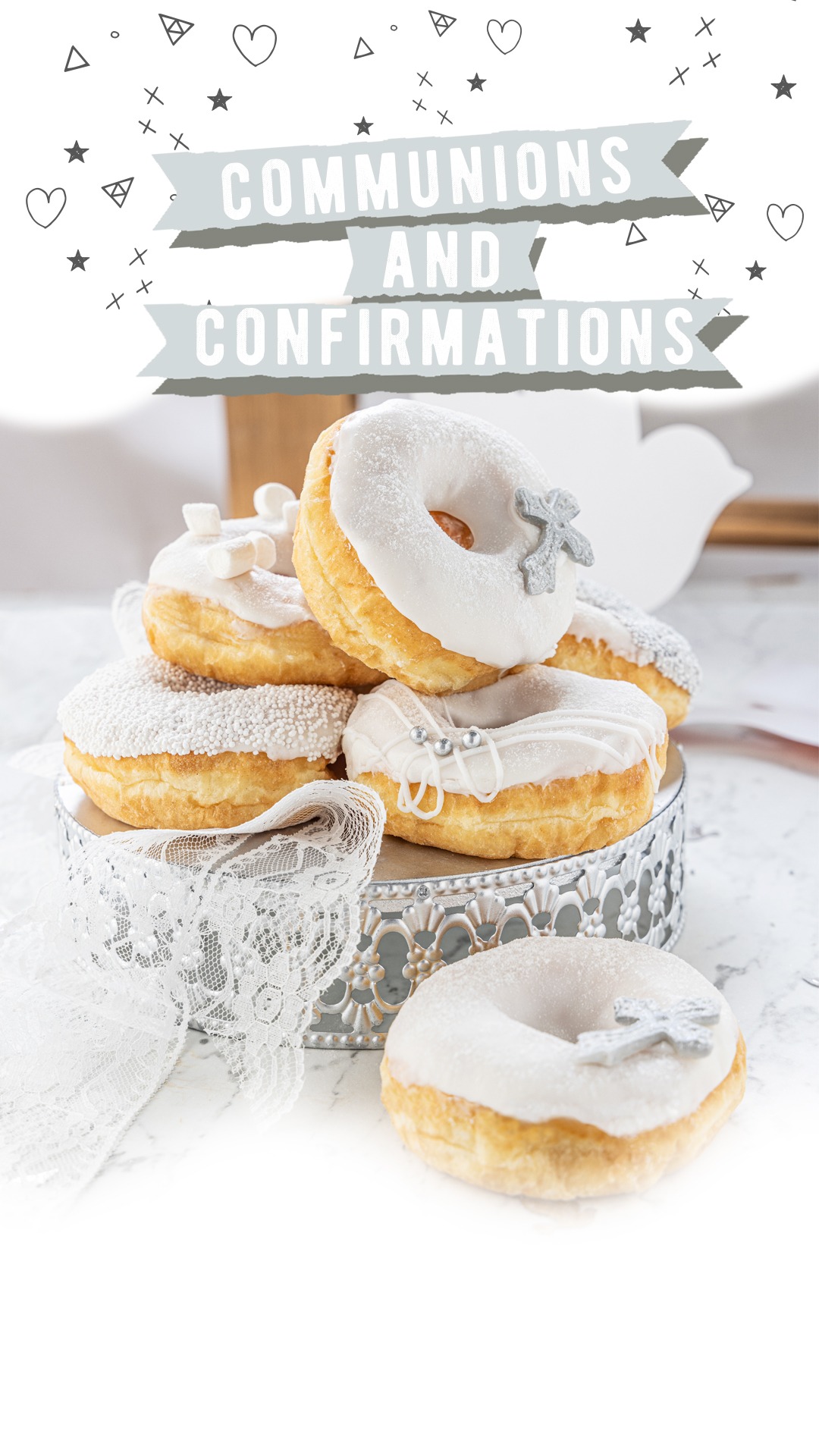 Communions confirmations themed donuts